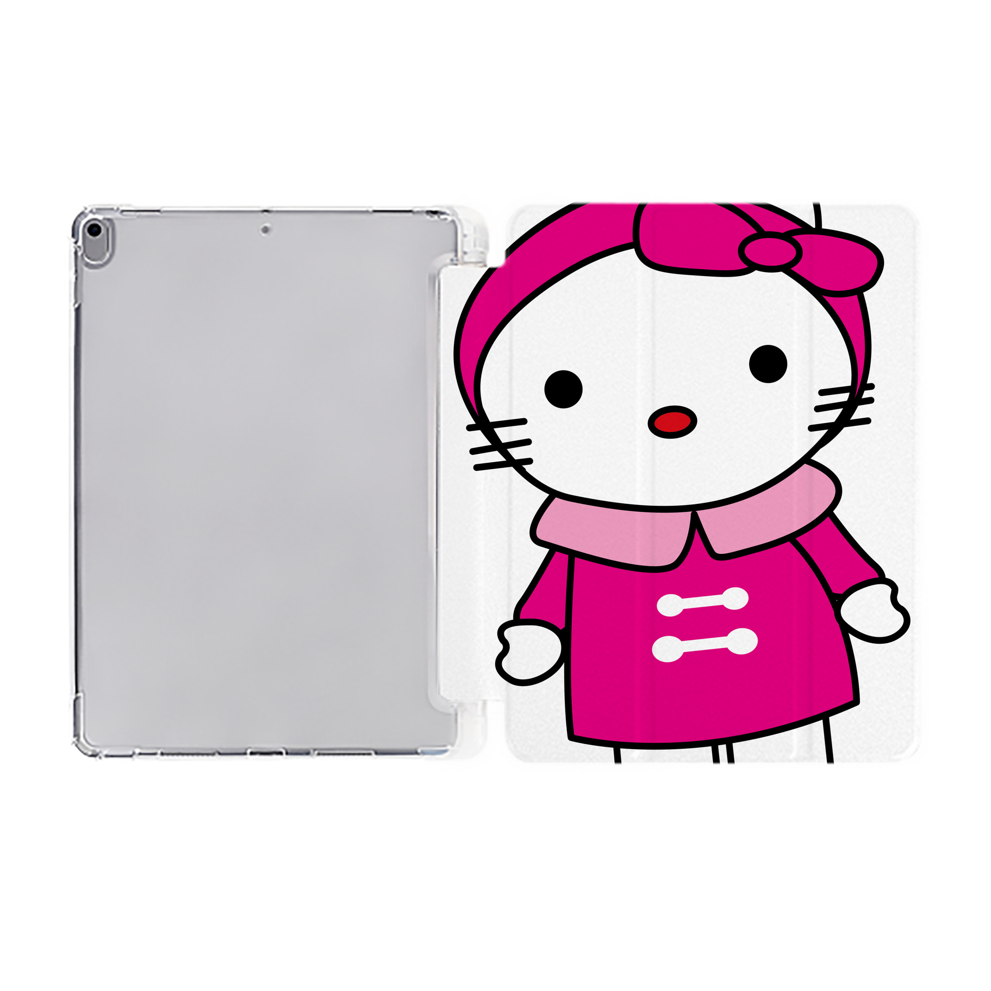 （画像用） Hello Kitty ハローキティ IPad ケース ペン収納付き 三つ折りスタンド PUレザー×シリコン 対応機種9.5/10.5/10.9インチ